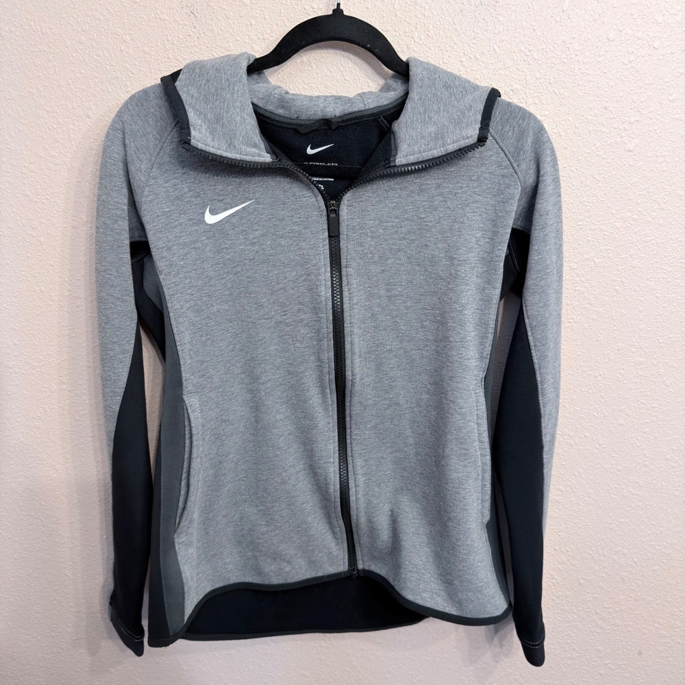 Nike Women's Showtime Full Zip Hoodie Gray Black Fleece Jacket Medium